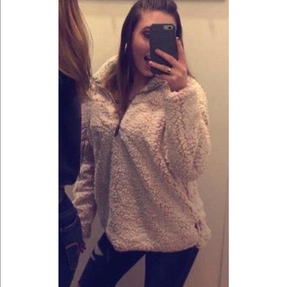 Fluffy pink pullover